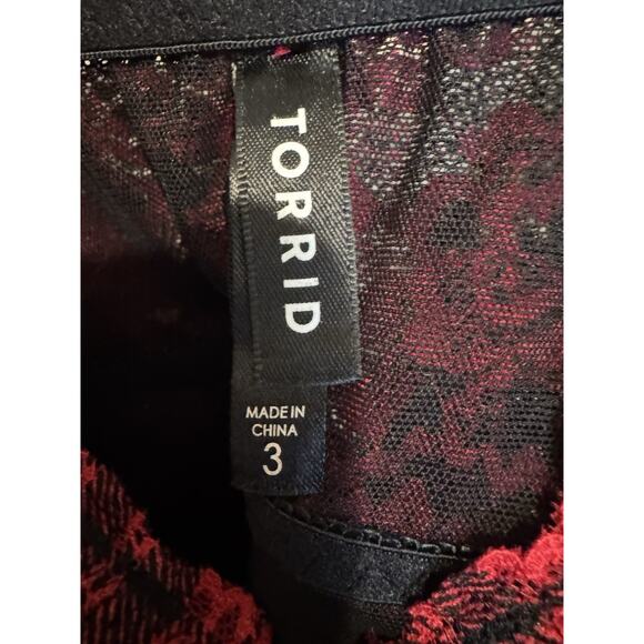 Torrid Red Tartan Whimsigoth Fairy Grunge Lace Crop Wireless Bralette Size 3 - Picture 4 of 9